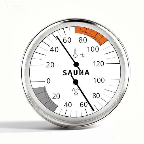 Saunathermometer 2-in-1 Thermometer und Hygrometer, Präzises Temperatur und Feuchtigkeitsmessgerät für Saunakabinen, Dampfsaunen und Saunazubehör