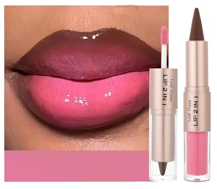 2-in-1 Double-Ended Matte Lip Liner Lipstick & Lip Gloss Duo – Long-Lasting, High-Pigment Smooth Lip Colour for Defined & Glossy Looks (# 03)