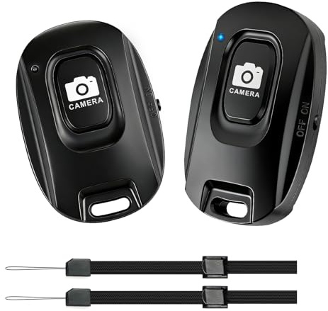 2PCS Wireless Bluetooth 5.2 Camera Remote Shutter for iPhone and Android Smartphones, Phone Remote Control Selfie Button for Photos and Videos, Wrist Strap Included, Black