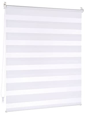 Victoria M. Doppelrollo Klemmfix ohne Bohren, 45 x 120 cm (BxH) Weiß, Rollo Fensterrollo lichtdurchlässig & verdunkelnd，Duo-Rollo Klemmmontage Zebrarollo für Fenster & Türen