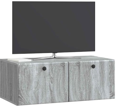 vidaXL Wandmontierter TV-Schrank 78,5 x 41 x 30 cm Grau Sonoma, Wohnzimmeraufbewahrung, moderner Schrank, Wand-TV-Ständer, rechteckiges Design, viel Platz, praktische Möbel