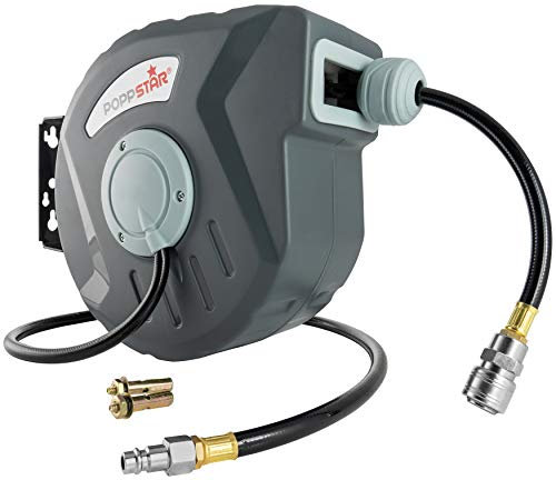 Poppstar Avvolgitubo per tubi ad aria compressa (tubo: 10m + 1m, diametro interno 5/16(8x12mm), 1/4BSPT), arrotolatore tubo con riavvolgimento automatico per tubi ad aria compressa