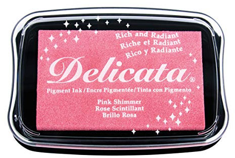 Rayher 29187258 Delicata Metallic Stempelkissen, glänzend, 9,9 x 6,8 x 1,9 cm, Pigmentkissen, Stempelfarbe, Tsukineko, rosé