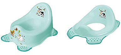 Funny Farm aquamarin Kinder-Toilettensitz + Töpfchen Toilettentrainer mit Anti-Rutsch-Funktion