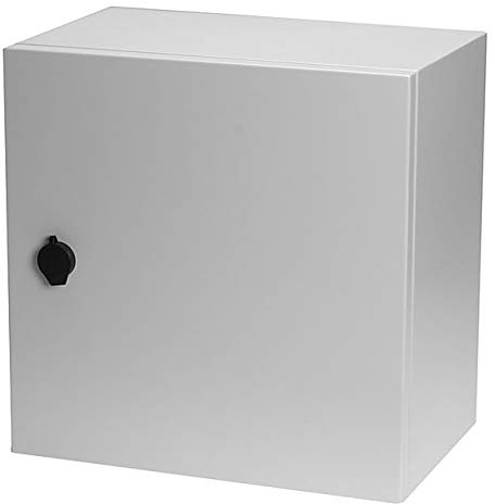 KlingerBorn Metallgehäuse mit Schloss für Schaltschrank – 400x400x250mm | Steuerungsbau – Stahlblechgehäuse mit Erdung, Tür & Montageplatte – IP66, IK10 – Maße in mm (BxHxT)