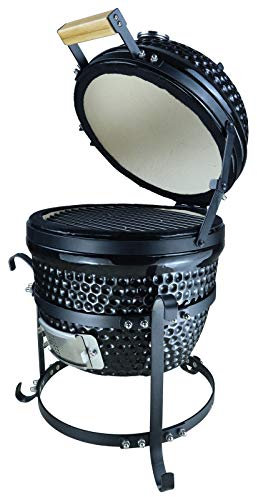 Outsunny Barbecue à Charbon BBQ Grill fumoir sur Pieds Design Contemporain Olive Acier céramique martelé Noir