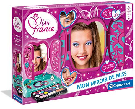 Clementoni - 52502 - Miss France - Le Miroir de Maquillage - Coffret de Maquillage pour Filles - Version française, 6 Ans et Plus