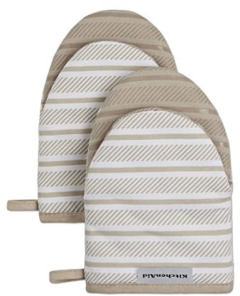 KitchenAid Albany Mini Cotton Oven Mitts with Silicone Grip, 5.5x8, Milkshake