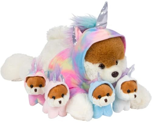 PixieCrush Snugababies Stoffhunde und kuschelige Welpen in abnehmbarem Regenbogen-Einhorn-Kapuzenpullover – für Mädchen im Alter von 3, 4, 5, 6, 7 und 8 Jahren – Einhorn-Welpengeschenke für Mädchen