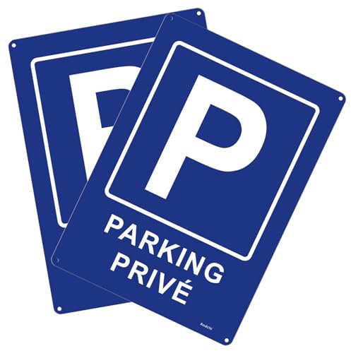 Andchi 2-pièces panneaux de stationnement privé Le parking privé en aluminium, Résistant à la Rouille et à la Décoloration, 35 x 25 cm