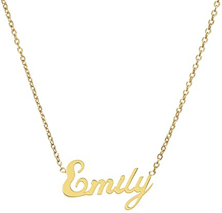 ANDANTE Premium Collection - Namenskette Emily 14K Gold Edelstahl Halskette Personalisierte Kette mit Namen - längenverstellbar 43 cm - 48 cm