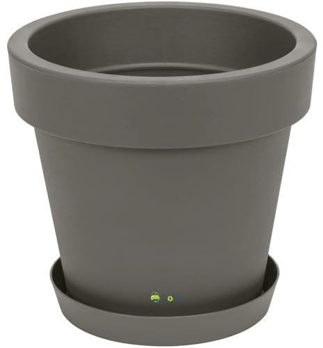 botle Blumentopf Übertopf inkl. Untersetzer Blumenkübel 50 cm x 45,5 cm Grauer Stein Pflanzkübel Pflanztopf Kunststoff