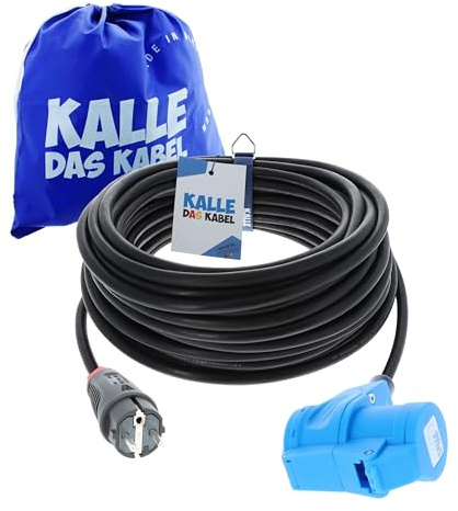 CEE Adapterleitung Kalle Blue SCHUKO Stecker auf CEE Winkelkupplung 40 Meter, 3G 2,5mm²