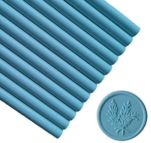 12 Pieces Glue Gun Sealing Wax Sticks for Seal Stamp, PORXFLY Seal Wax Sticks Great for Cards Envelopes, Gift Wrapping,Wedding Invitations (Ocean Blue)