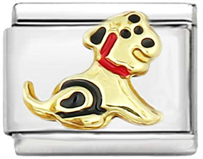 AKKi jewelry Italian italy Charms für Armband Classic glieder Italy Charm, Silber Gold Edelstahl Links Kult Blume Tiere Herz für Basisarmband Glänzend matt Farbe kompatibel mit Original Strass