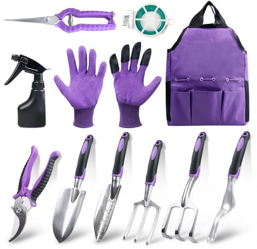 COVACURE Gardening Hand Tool Gift Kit Gardening Gifts for Women & Men 11 Piece Heavy Duty Garden Tool Sets Garden Tools Bag for Women & Men Easy Storage