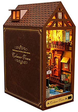 ISAKEN Puppenhaus Miniatur mit Möbeln LED-Leuchten, Miniatur Puppenhaus Kit Bastelset Häuschen Holz DIY Puppenhaus Miniatur Haus zum Selber Bauen Geburtstagsgeschenk für Kinder Erwachsene
