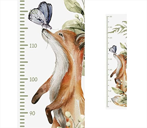 wolga-kreativ Messlatte Massband Messleiste selbstklebend für Kinder Waldtiere Fuchs Kinderzimmer Geschenk Baby Taufe Geburt