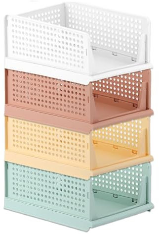 Kleiderschrank-Schubladenboxen, stapelbarer Kleiderschrank-Organizer, faltbare Aufbewahrungsboxen für die Heimorganisation (Farbe)