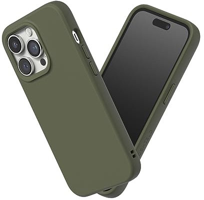 RhinoShield Case kompatibel mit [iPhone 14 Pro] | SolidSuit - Stoßdämpfende & schlanke Schutzhülle mit Premium Finish - 3.5 Meter Fallschutz - Algengrün