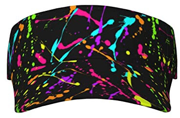 Glow in Dark Splatter Neon Hut Sport Sonnenblenden Einstellbare Sonnenblende Visier Kappe Baseball Cap für Damen Herren, Glow in Dark Splatter Neon 4, Einheitsgr��e