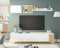 Dmora - TV-Schrank Woonsocket, Wohnzimmerschrank mit Türen, Hängeschrank mit Regal, Mehrzweck-Sideboard, 200 x 40 x 47 cm, Weiß und Eiche