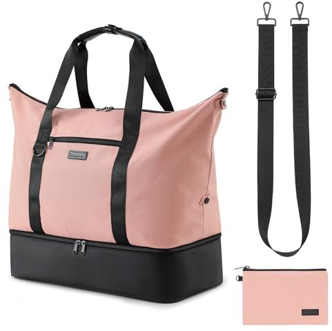 Lychii Sac Voyage Femme & Homme, Sac Sport Impermeable, 48L, pour Mouvement, Gymnase, Vacances (Rose, Set avec 1 Pièce)