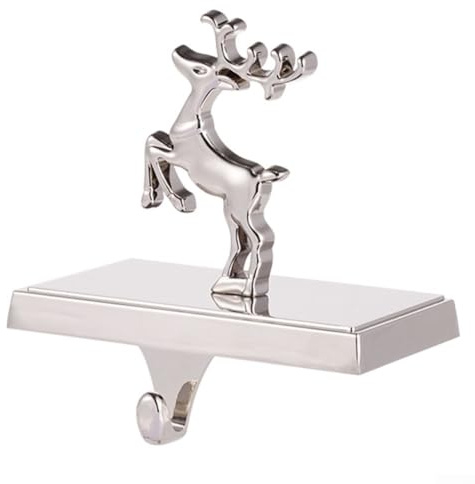 Weihnachtsstrumpfhalter Kaminhaken Strümpfe Clip Weihnachtsstrumpf Haken für Kamin für Kaminsims Kamin Metall Weihnachtshaken Kleiderbügel (Elch)