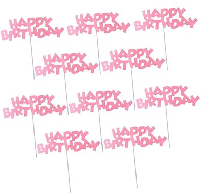 RORPOIR 10pcs Pink Cake Toppers Creative Cupcake Picks for Birthday and Party Decorations Safe Material for Weddings Engagements and Special Occasions