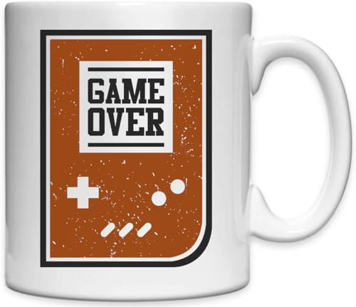 Atspauda Game Over Tasse en céramique blanche avec motif console de jeu rétro