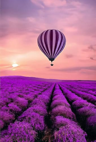 Lila Lavendel und Heißluftballon – 15000-teiliges Holzpuzzle – großes Lernspiel für Erwachsene und Familien