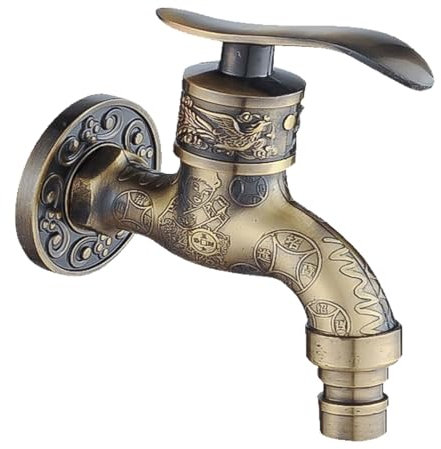 Antique Rosace decorative Robinet Exterieur Robinet Fontaine Robinet D'eau Froide Robinet de Colonne de cour Extérieure,Cyan