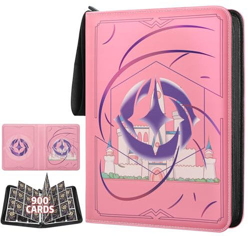 TCGUARD Sammelalbum für Lorcana-Karten, Premium Sammelkarten Album mit 900 Fächern, Kompatibel mit Lorcana Karten, Card Binder für TCG-Aufbewahrungs und Präsentationssammlung (Rosa, 900)