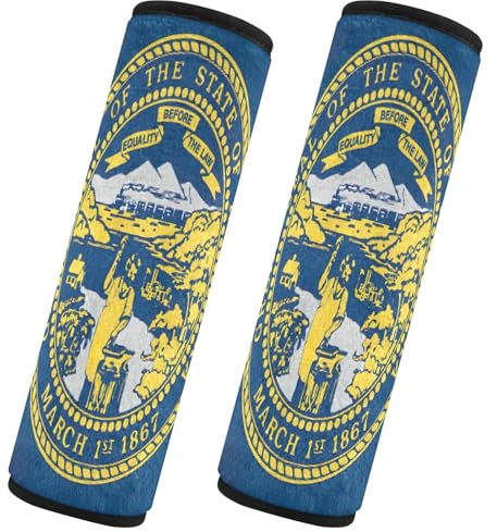 CHIFIGNO Sicherheitsgurtpolster mit Nebraska-Staatsflagge, modische Sicherheitsgurtpolster, 2 Stück, Schulterriemenpolster, schützt Nacken und Schultern