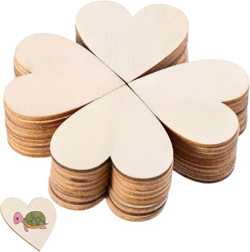 Holzherzen Scheiben, Holzherzen Hochzeit, DIY Handwerk Verzierungen, Für Wanddeko Herz, Geburtstag Taufe Dekoration,Deko Hochzeit,40mm, 100 Stück