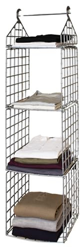 3 PAGEN® Hängeregal 4 Etagen, Hängender Organizer für den Kleiderschrank 4 Ebenen, zusammenklappbar, Schrank-Organizer, platzsparendes Hängeregal für Kleidung & Accessoires, 4-stufig, faltbar, 1 Stück