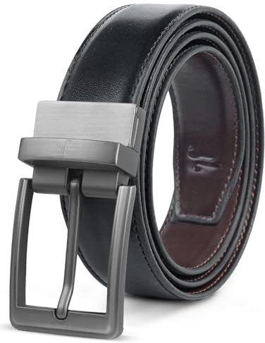 JULIUR LAMONT Premium Gürtel Herren Leder Ledergürtel als Wendegürtel - Klassisch Echtleder Herrengürtel als Businessgürtel, Jeansgürtel und Anzuggürtel zweifarbig schwarz/braun - Männer Drehgürtel