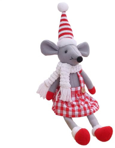 Animal en peluche de Noël, décor de souris de Noël | Jouet de décorations de Noël de souris en peluche douce à longues pattes | de jouet de Noël confortable, animaux en peluche de Noël pour tab