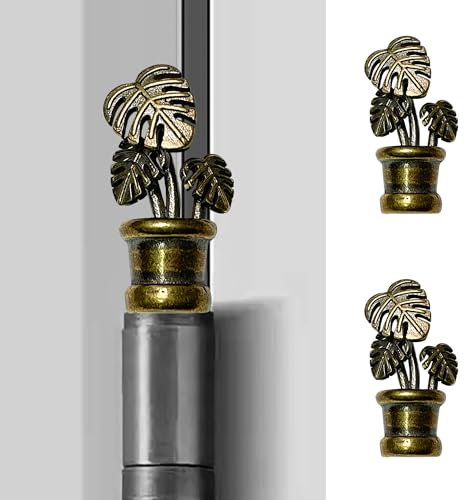 Waveaura Mini Brass Plant 3 Pcs Door Hinge Heads Decorative Topper Magnetic Vintage Theme Little Hinge Pin Head Cute Ornament Small Home Decoration Hinge Caps