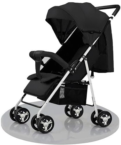 Prokoke Ultraleichter Buggy mit nur 4,3 kg, Kinderwagen für Babys bis 40 kg, Reisebuggy mit Verstellbarer Liegeposition, Kompakter, Tragbarer, Zusammenklappbarer Kinderbuggy mit Zubehör (B013 Black)