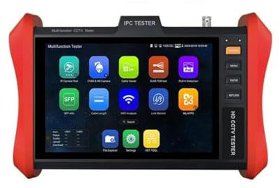 EDEDE CCTV Tester, 8 Inch POE++ 90W SFP 4K H.265 IP Camera CCTV Tester RJ45 Netork Cable Tester Test Tool(E89)