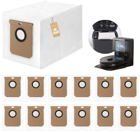 12 Pack Bolsas de Polvo para Conga Home 10000, 8090 Ultra, 9090 IA 2,5L de Capacidad Bolsas de Aspiradora Compatible con eufy L50 SES, L60 SES y para Haier H9+ Accesorios