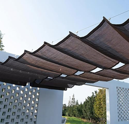 Filet d'ombrage pour Pergola Bâche Anti Chaleur Voile d'ombrage Rectangulaire 2x3 Filet Ombrage Toile d'ombrage Rectangulaire 4x5,brown-2x5m