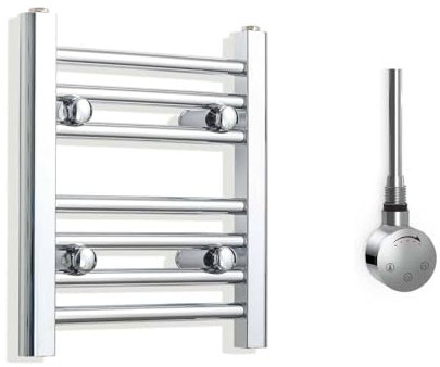 Companyblue 300mm Wide Chrome Electric Heated Towel Rail Radiator Flat Ladder for Stylish Bathroom (400mm High)
