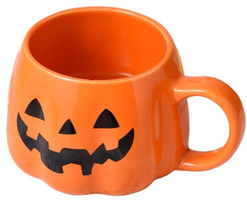 Nyutcwe Taza de Halloween 13.5oz Taza de calabaza de cerámica, feliz patrón de Halloween Café de calabaza lindo café de para decoración de regalos