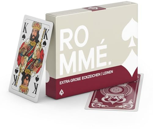 TS Spielkarten | Romme Kartenspiel mit extra großen Eckzeichen – Original LEINEN | französisches Bild Senioren