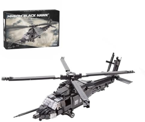 Lunaro Kit de construction d'hélicoptère militaire, kit de construction militaire, jouet de jet de combat, construction d'avion, cadeau pour adultes et enfants (1057 pièces)