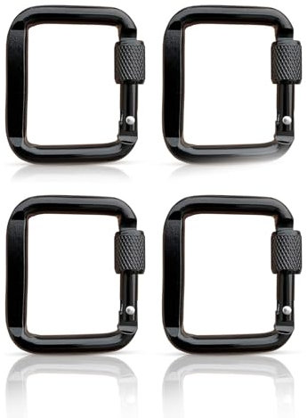 YUOIUX 4 mosquetones cuadrados con cierres de tornillo, mosquetón de aleación de aluminio, llavero, botón de escalada, camping, senderismo, gancho