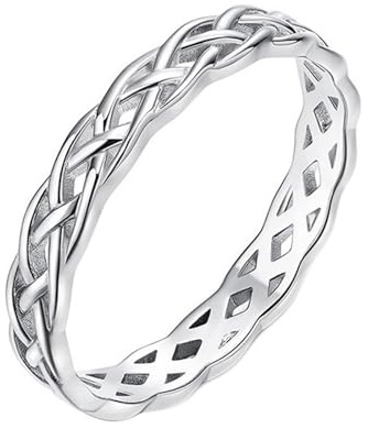 Eheringe Frauen, Eheringe Weissgold Einzeln Damen 9K 4mm Hohler Unendlichkeitsring Größe 61 (19.4)