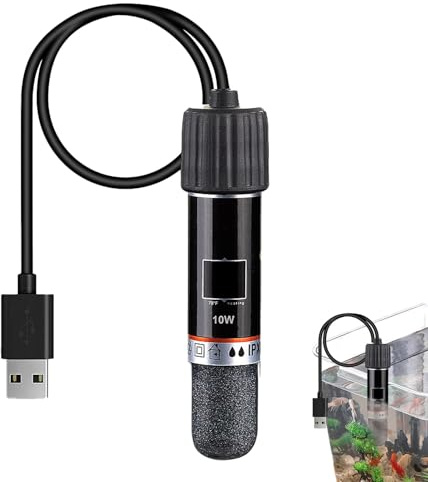 Dewireaey Chauffage pour Aquarium,Chauffeur pour Bowl À Poisson - Thermoplongeur 10W pour Tortue Crabe d'eau Douce Et Vie Marine Domestique